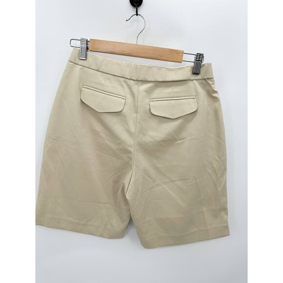 Talbots Solid Khaki Tan Polyester Blend Stretch Shorts Women's Size 6 NWOT - Picture 2 of 9